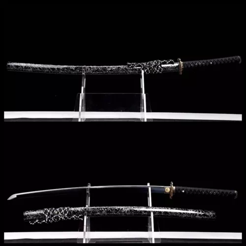 Japanese Real Katana 1095 Carbon Steel Samurai Sword Full Tang Sharp Brass Tusba