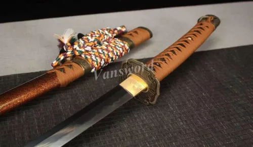 Japanese Samurai Tachi Sword Clay Tempered T10 Steel Real Hamon Full Tang Sharp.