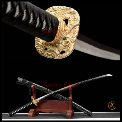 Japanese Katana Samurai Sword Blue Folded Steel Battle Ready Full Tang Sharp