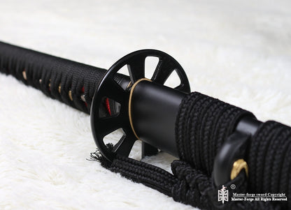 40.9" Black Damascus Folded Steel Cay Tempered Japanese Katana Samurai Sword.