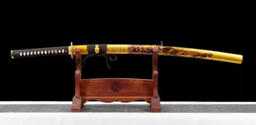 1095 Carbon Steel Japanese Samurai Katana Hand Forge Hand-painted With Gold Saya