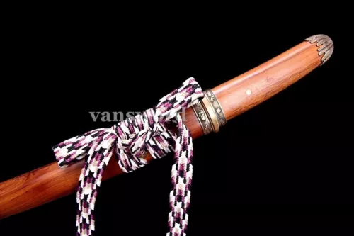 Japanese Tanto Samurai Sword Clay Tempered Folded Steel Rosewood Saya Sharp