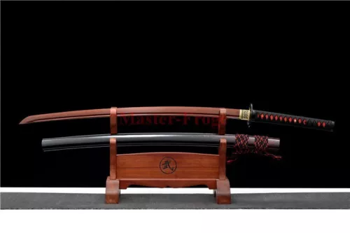 Japanese Katana Sword T10 Steel Clay Tempered Red Blade Real Battle Ready Sharp