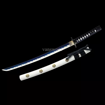 1095 High Carbon Steel Japanese Wakizashi Hand Forged Sword Sharp Blue Blade.