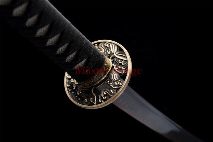 Japanese Katana Samurai Sword Clay Tempered T10 Steel Full Tang Sharp Blade.