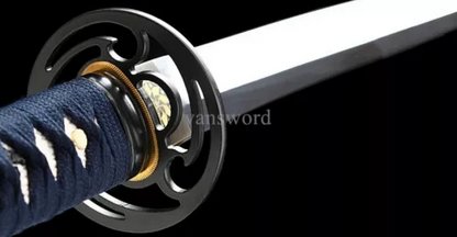 Japanese Katana 1095 High Carbon Steel Blade Samurai Full Tang Black Scabbard.