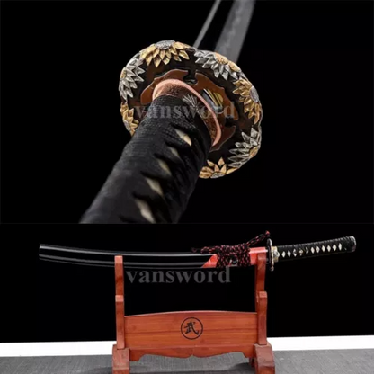 Wakizashi Samurai Sword Hand Forged T10 Steel Clay Tempered Japanese Real Sharp