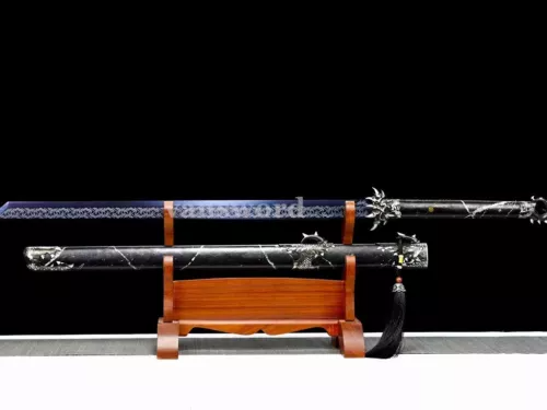 Hand Forged 1095 Carbon Steel Bluing Chinese Tang Dynasty Heng Dao Sword Sharp