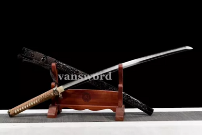 High Quality Folded Steel Clay Tempered Japanese Samurai Sword Katana Real Sharp