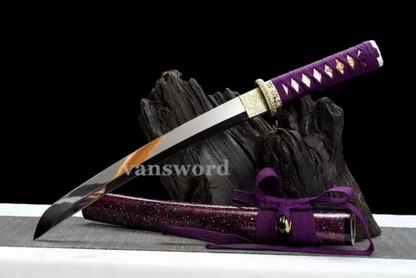 9260 High Quality Carbon Steel Japanese Tanto Mini Knife Samurai Sword Sharp.