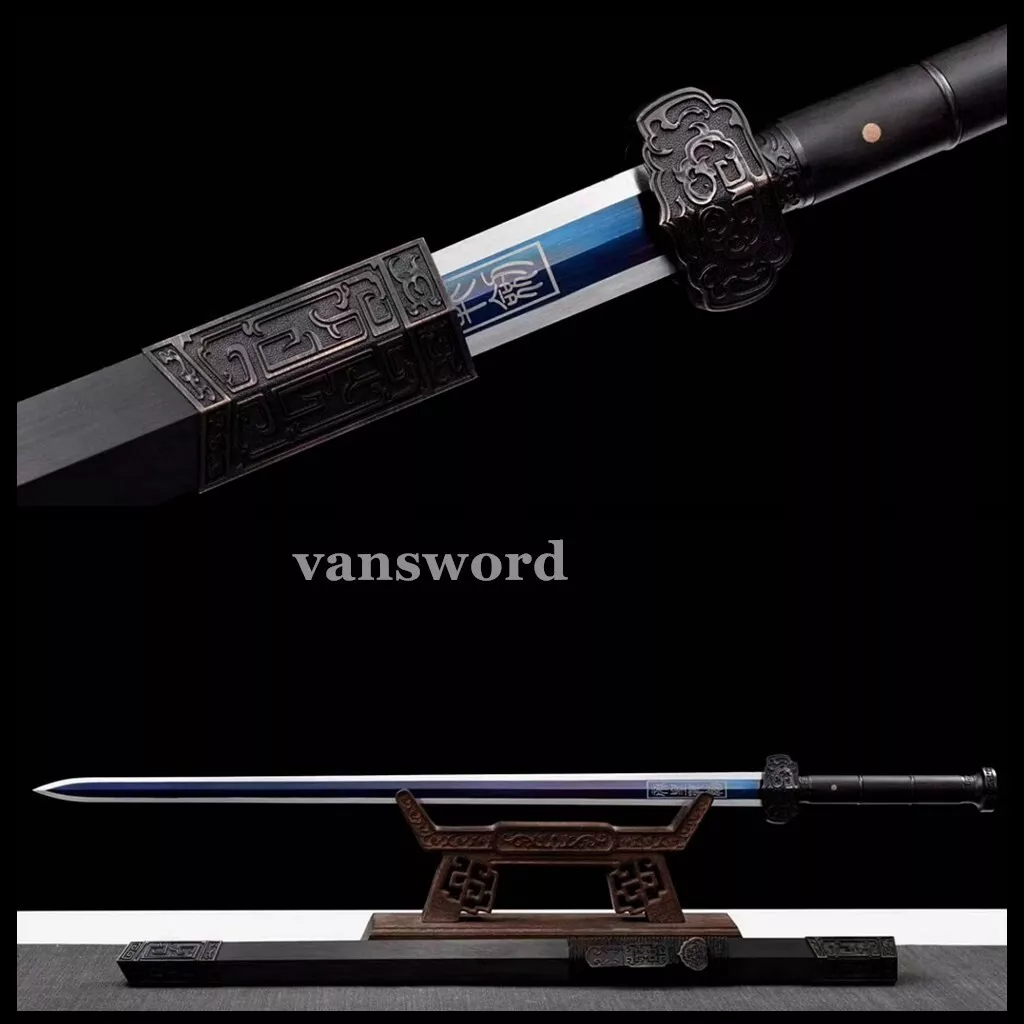 High Quality 1095 Carbon Steel Chinese Jian Sword Ebony Saya Shirasaya Sharp