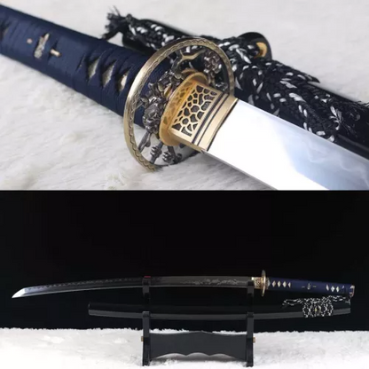 Japanese Samurai Katana Sword Clay Tempered Folded Steel Full Tang Sharp Blade.