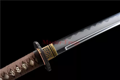 High Quality T10 Clay Tempered Hamon Japanese Katana Samurai Sword Ox Horn Saya