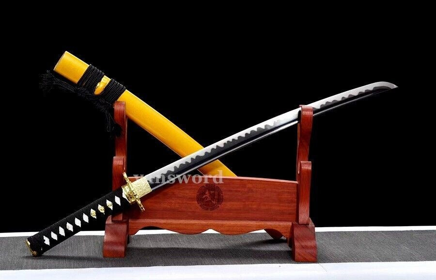 1095 Carbon Steel Japanese Wakizashi Sword Sharp With Black Blade Alloy Tusba.