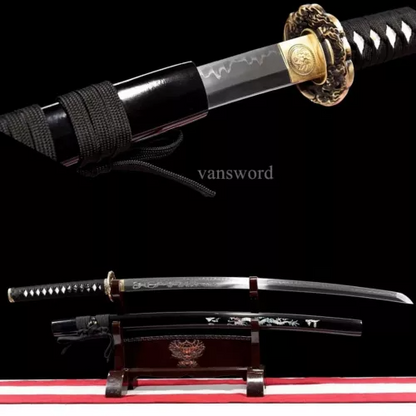 Handmade T10 Steel Clay Tempere Hand-painted Saya Japanese Katana Samurai Sword.