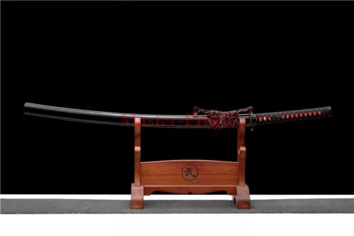 Japanese Katana Sword T10 Steel Clay Tempered Red Blade Real Battle Ready Sharp