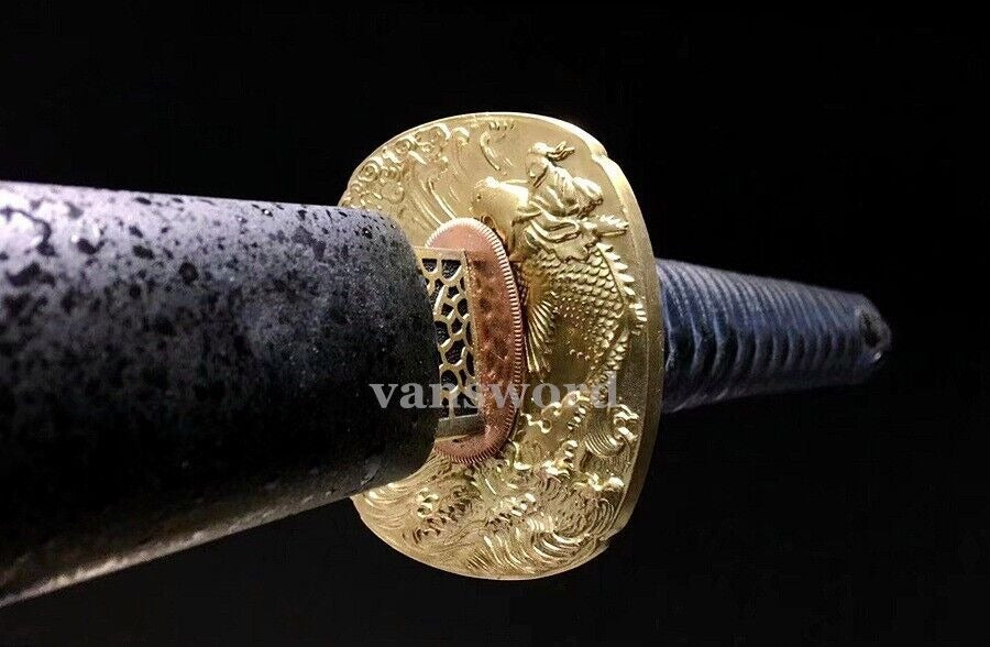 Japanese Abrasived Katana Samurai Sword Folded Steel Clay Tempered Battle Ready.