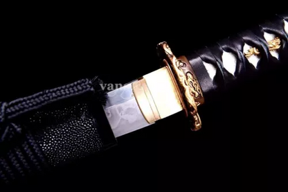 Wakizashi Japanese Samurai Sword T10 Carbon Steel Clay Tempered Real Hamon Sharp