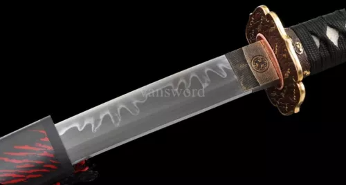 T10 Steel Clay Tempered Real Japanese Katana Samurai Battle Real Hamon Blade HOT