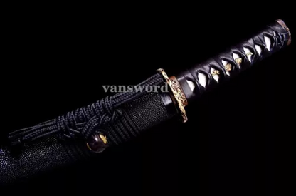 Wakizashi Japanese Samurai Sword T10 Carbon Steel Clay Tempered Real Hamon Sharp