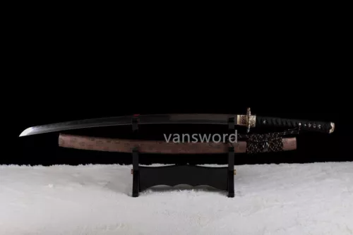 Japanese Hand Forge Folded Steel Clay Tempered Samurai Katana Sword Sharp Blade.