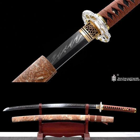 Japanese suamrai swordClay tempered Choji hamon T10 steel Katana full tang sharp