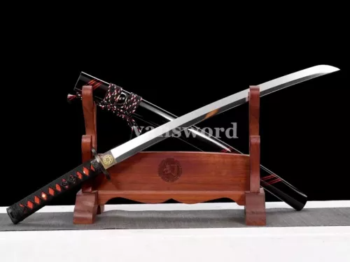 Japanese Wakizashi Sword Hand Forge Full Tang Carbon Steel Samurai Sharp Battle.