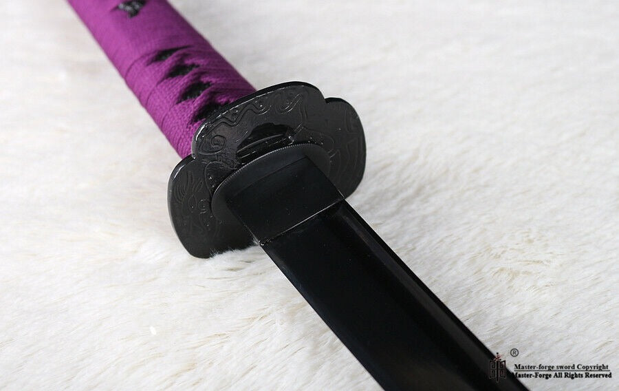 Handmade Japanese Samurai Katana Sword Spring Steel Black Blade real Sharp