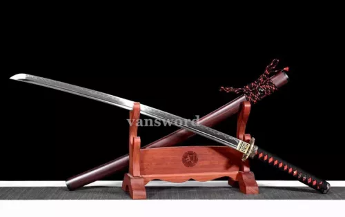 T10 steel Clay Tempered Real Japanese Katana Samurai Battle Sharp Ready Sword.