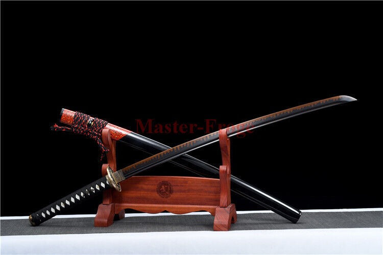 Japanese Katana Samurai Sword Clay Tempered T10 Steel Full Tang Sharp Blade.