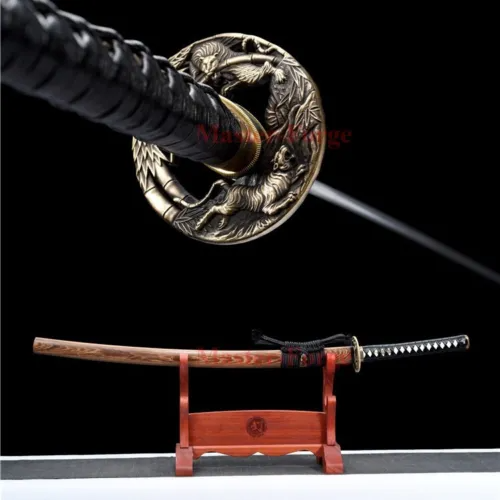 Japanese Samurai Katana Sword Choji Hamon T10 Steel Clay Tempered Battle Sharp