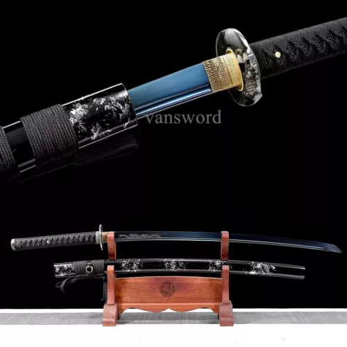 1095 High Carbon Steel Handmade Real Japanese Katana Samurai With Blue Blade NEW