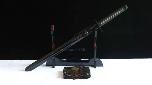 hand forge T10 clay tempered Japanese samurai real hamon ninja sword Full tang