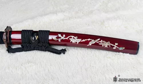 T10 Clay Tempered Tanto Mini Knife Japanese Samurai Sword Shell Inlaid Saya