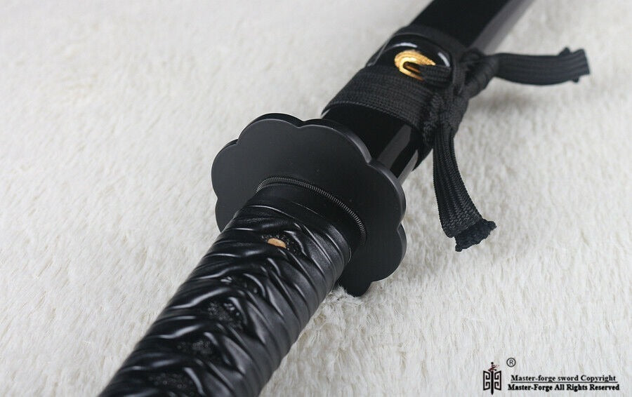 Battle ready black high carbon steel japanese Katana sword full tang sharp blade