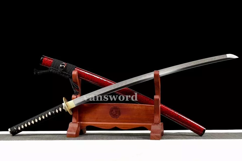 T10 Steel Clay Tempered Japanese Katana Samurai Sword Full Tang Battle Ready.