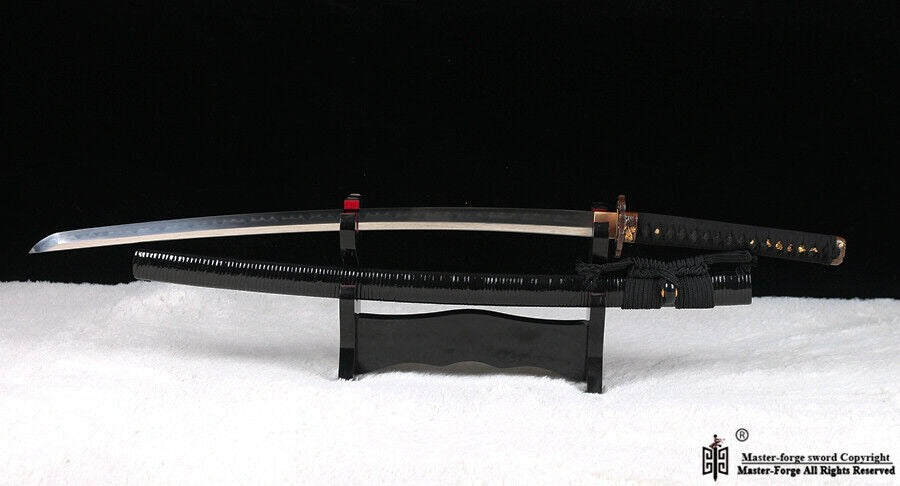 T10 Steel Clay Tempered Real Katana Japanese Samurai Sword Sharp Rattan Saya.