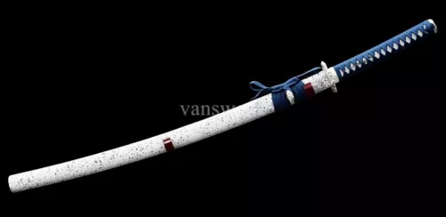 Handmade Japanese Katana Sword Samurai High Manganese SteelFull Tang Blue Handle