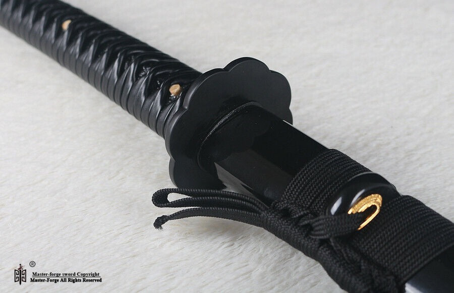 Battle ready black high carbon steel japanese Katana sword full tang sharp blade