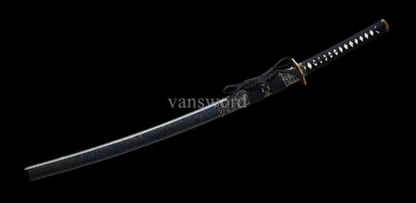 Japanese Damascus Steel Folded Steel Handmade Katana Sword Sharp With Blue Saya.