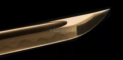 T10 Steel Clay Tempered Handmade Japanese Katana Samurai Sword With Golden Blade