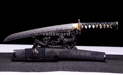 Wakizashi Japanese Samurai Sword T10 Carbon Steel Clay Tempered Real Hamon Sharp