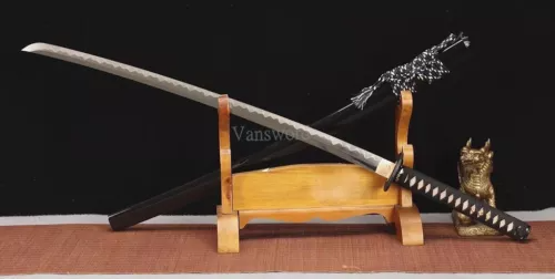 T10 Clay Tempered Katana Japanese samurai sword battle ready Abrasive hamon