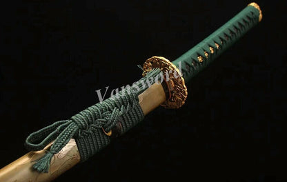 Honsanmai Clay tempered Japanese Samurai Katana Sword Full Tang Hand Carved Saya