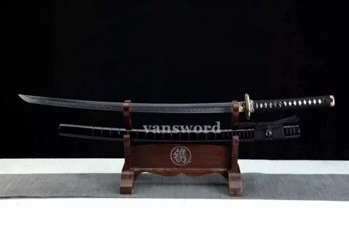 40.5" T1095 Clay Tempered Steel Japanese Samurai Katana Sword Real Hamon Sharp.