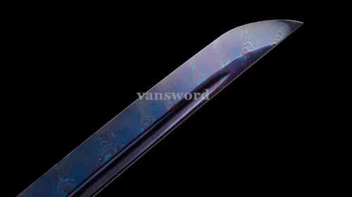 Hand Forged Damascus Folded Steel Japanese Real Katana Samurai Sword Sharp Blue