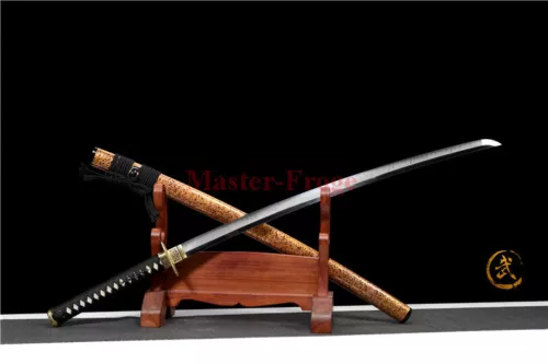 Japanese Samurai Sword T10 Steel Clay Tempered Abrasive Katana Battle Sharp