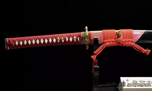 Choji Hamon Folded Steel Clay Tempered Japanese Samurai Sword Katana Sharp Red