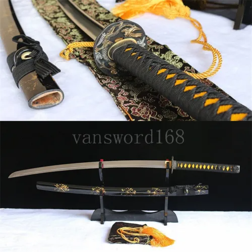 Handmade 9260 Spring Steel Japanese Samurai Sword Katana Full Tang Dragon Tsuba