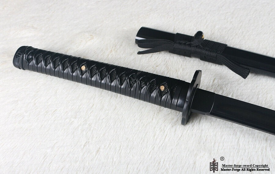 Battle ready black high carbon steel japanese Katana sword full tang sharp blade